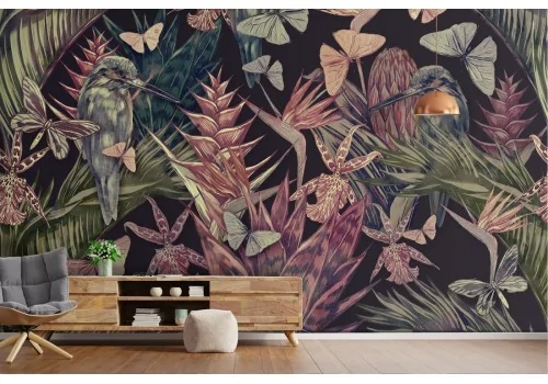 Tropical nature flora and fauna wallpaper