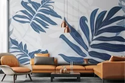 Carta da Parati Astratta Foglie Moderna Tropicale