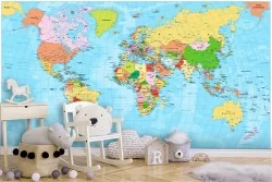 Geopolitical world map wallpaper