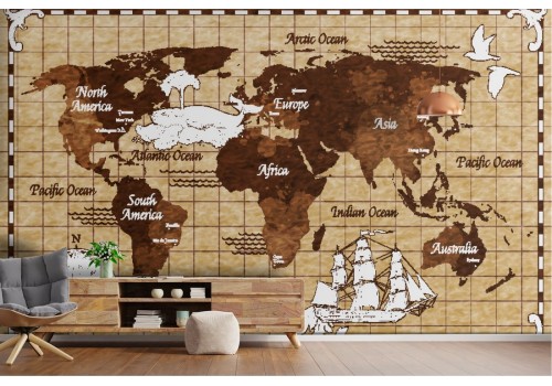 Vintage world map wallpaper