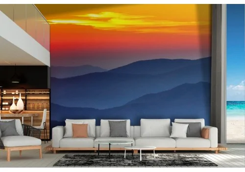 Wallpaper mountains at sunset landscape