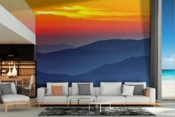 Wallpaper of mountains at sunset landscape