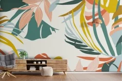 Carta da Parati natura foglie tropicali