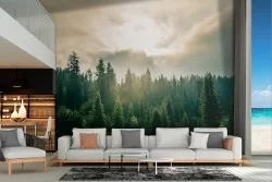 Carta da Parati paesaggio foresta in montagna