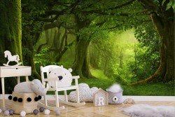 Green forest landscape wallpaper