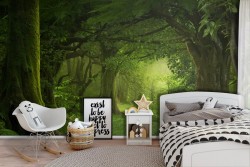 Green forest landscape wallpaper