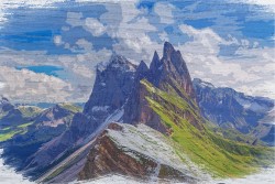 Wallpaper Design and Styles Landscapes and Nature Paintings and Watercolors Mountain Snow