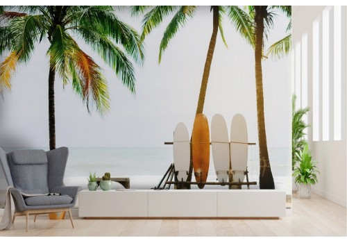 Carta da Parati spiaggia con tavole surf