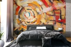 Abstract painted plaster surface wallpaper