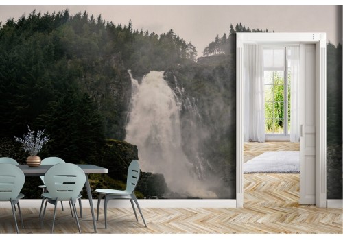 Carta da Parati cascata nel bosco paesaggio natura 2