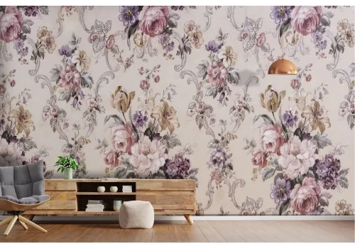 Carta da Parati composizione fiori vintage 2