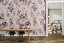 Carta da Parati Fiori Foglie Vintage