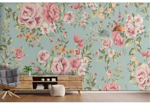 Carta da Parati decorazione fiori vintage