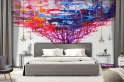 Abstract tree painted wallpaper