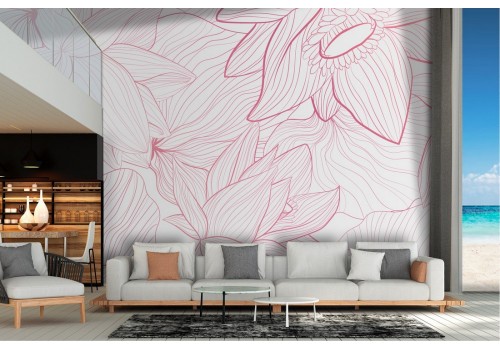 Wallpaper stylized flowers pink lines nature