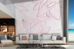Wallpaper stylized flowers pink lines nature