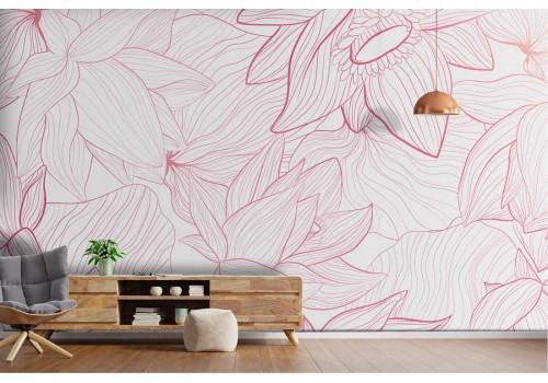 Wallpaper stylized flowers pink lines nature 2