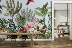 Wallpaper Animals Flowers Tropical Leaves