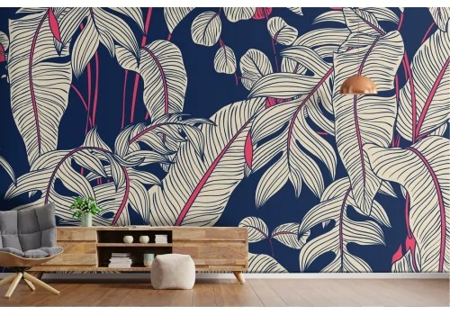 Stylized Tropical Leaves Wallpaper 2