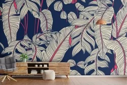 Carta da Parati foglie tropicali stilizzate