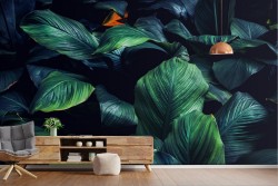 Carta da Parati foglie tropicali verdi natura