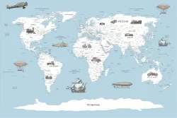 Carta da Parati Bambini Mappe Città Trasporti Mezzi di trasporto Mappe Razzi aerei mongolfiere