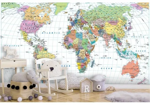 Geopolitical world map wallpaper