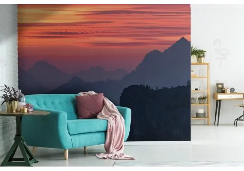 Carta da Parati montagne al tramonto paesaggio