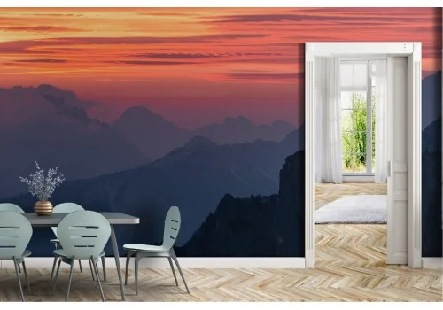 Wallpaper of mountains at sunset landscape 2