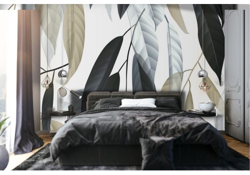 Carta da Parati natura foglie stilizzate