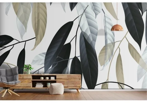 Carta da Parati natura foglie stilizzate 2