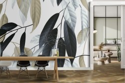 Stylized Modern Nature Leaves Wallpaper