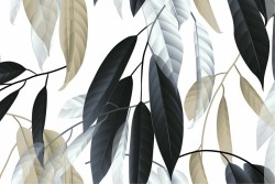 Wallpaper Design and Styles Flora and Fauna Stylized Modern Nature Leaves