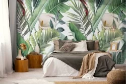 Carta da Parati natura foglie tropicali