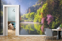 Wallpaper landscape forest with lake