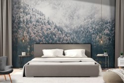 Carta da Parati paesaggio foresta in montagna