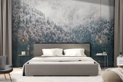 Wallpaper landscape forest in the mountain