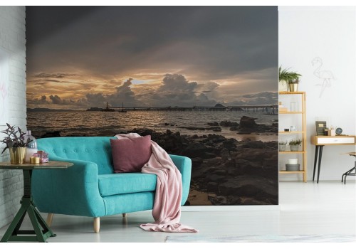 Wallpaper cliff on the sea natural landscape