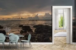 Carta da Parati scogliera sul mare paesaggio natura