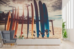 Carta da Parati spiaggia con tavole surf