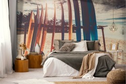 Carta da Parati spiaggia con tavole surf