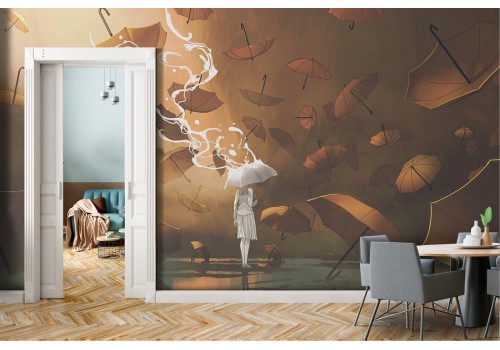 Wallpaper painted abstract modern woman