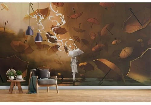 Wallpaper painted abstract modern woman 2