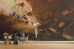 Wallpaper painted abstract modern woman