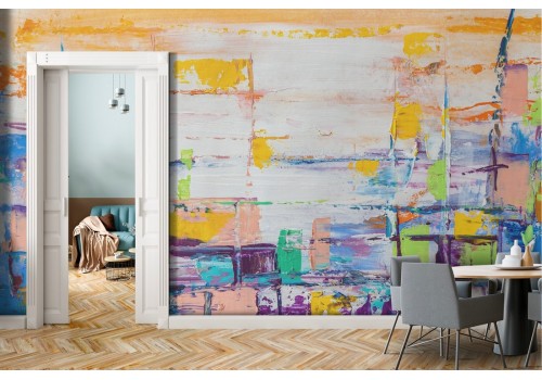 Abstract painted plaster surface wallpaper