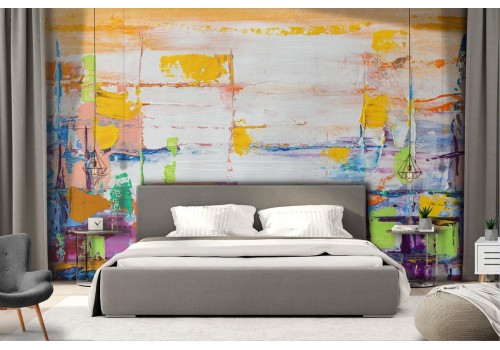 Abstract painted plaster surface wallpaper 2