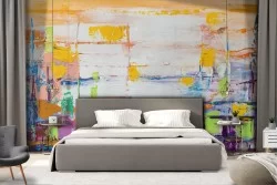 Abstract painted plaster surface wallpaper