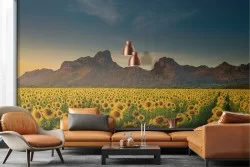 Carta da Parati campo di girasoli paesaggio