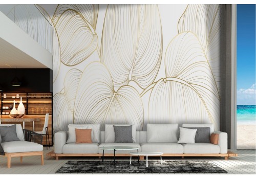 Tropical large stylized leaves wallpaper