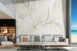 Carta da Parati foglie tropicali grandi stilizzate